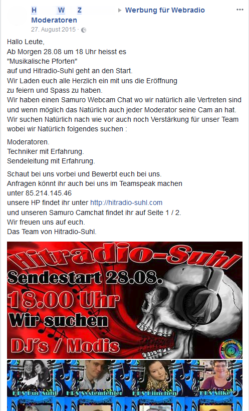 Helmut Wolfi Ziethmann – SoniXCast-Radio Hitradio Suhl